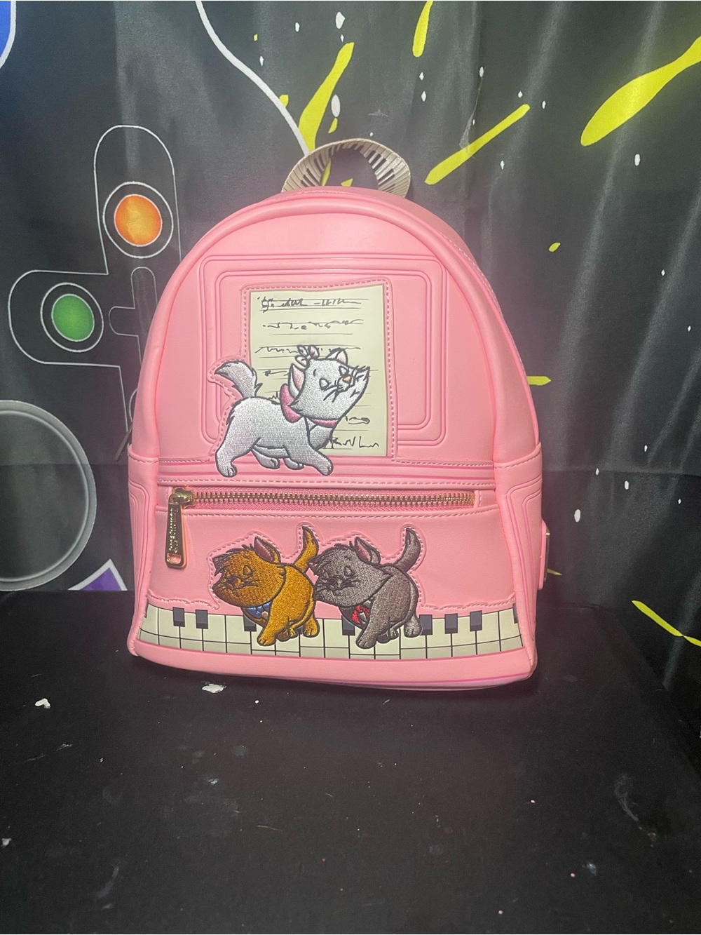 Disney Pink Mini Backpack with Aristocats Patch